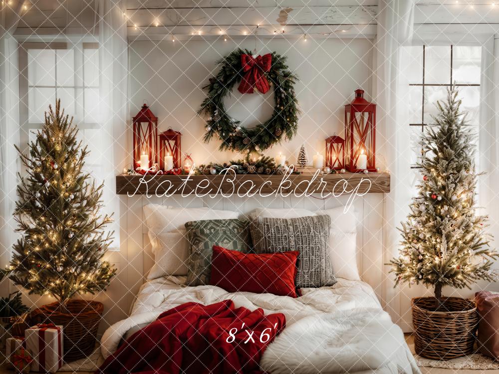 Kate Christmas Bedroom Trees Wreath Lanterns Backdrop Designed by Emetselch - Image 3