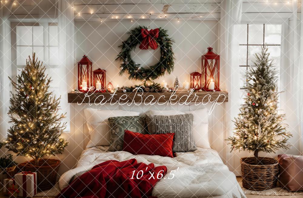 Kate Christmas Bedroom Trees Wreath Lanterns Backdrop Designed by Emetselch - Image 4