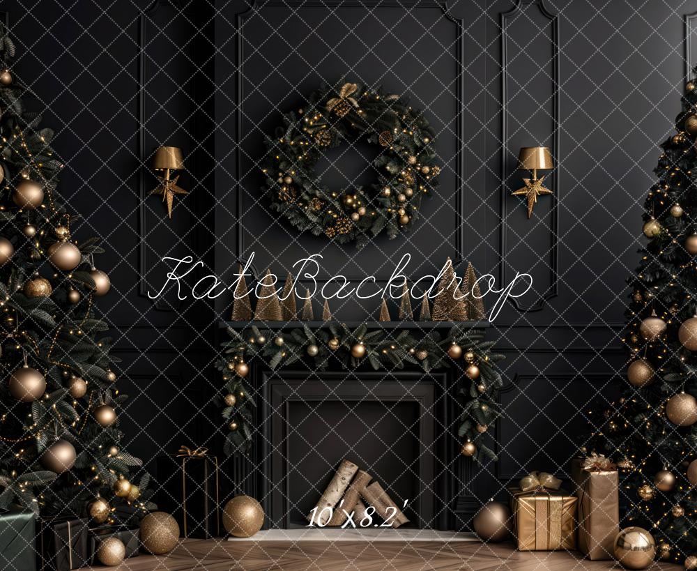 Kate Christmas Black Modern Fireplace Backdrop Designed by Mini MakeBelieve - Image 5