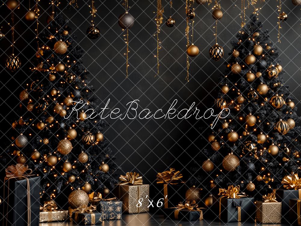 Kate Christmas Black Trees Gold Decorations Backdrop Designed by Patty Robert - Image 3