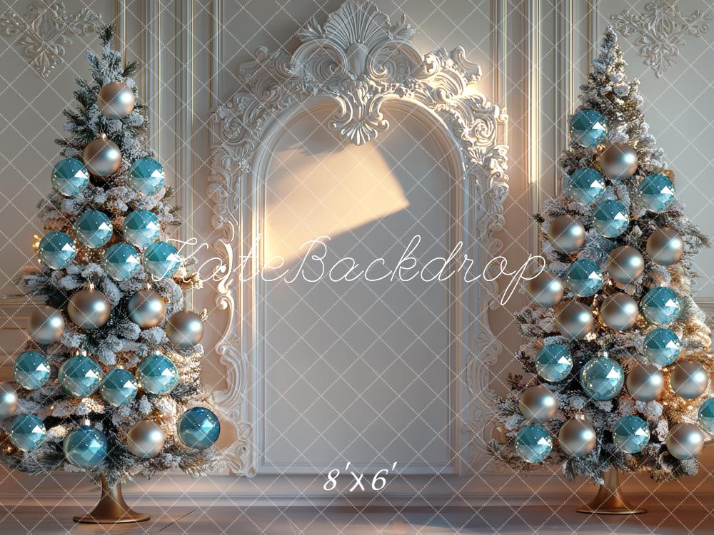 Kate Christmas Blue Baubles Trees Ornate Backdrop Designed by Mini MakeBelieve - Image 3