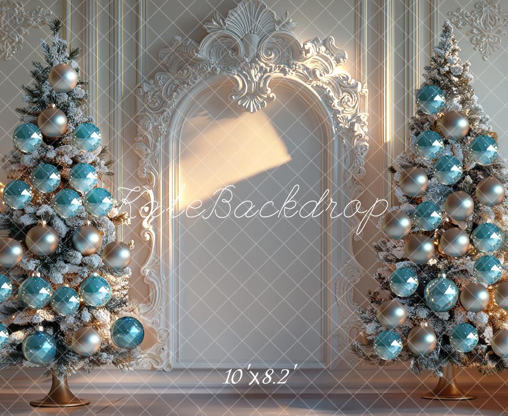 Kate Christmas Blue Baubles Trees Ornate Backdrop Designed by Mini MakeBelieve - Image 6