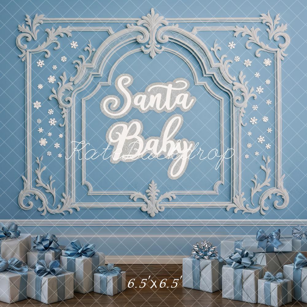 Kate Christmas Blue Ornate Frame Presents Backdrop Designed by Mini MakeBelieve - Image 2