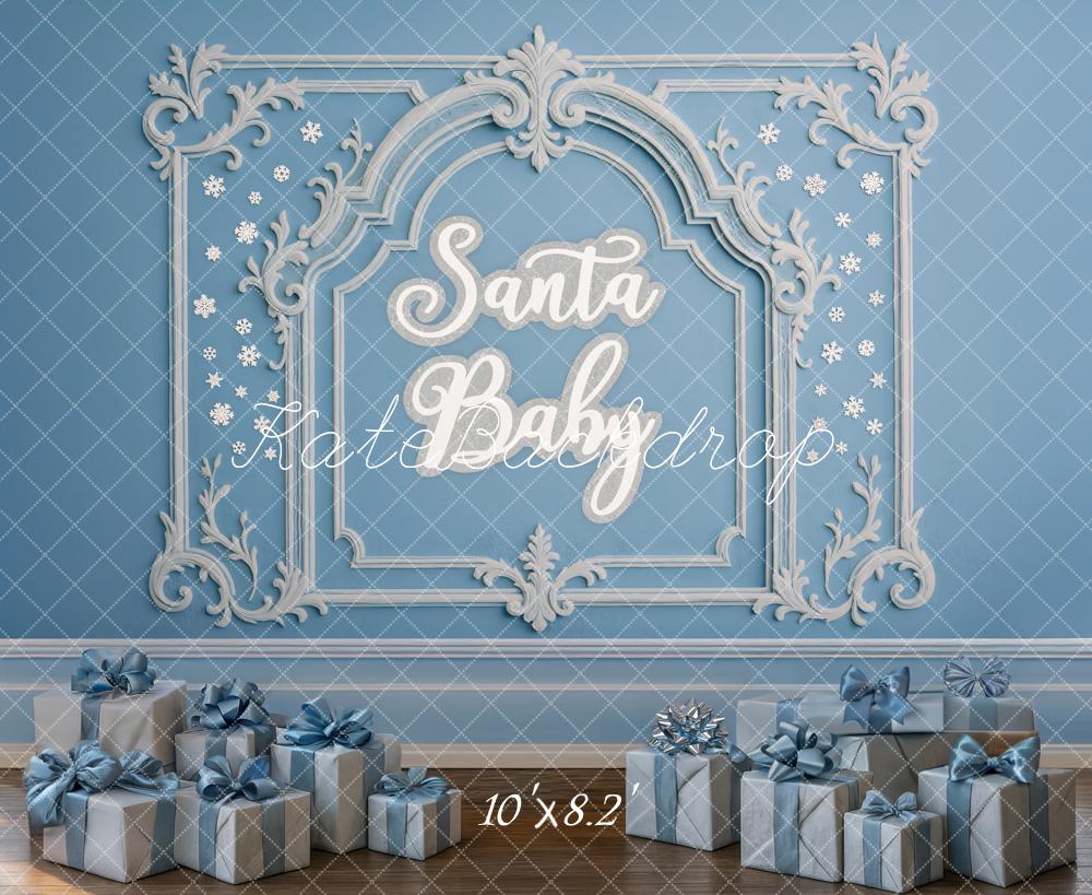 Kate Christmas Blue Ornate Frame Presents Backdrop Designed by Mini MakeBelieve - Image 6