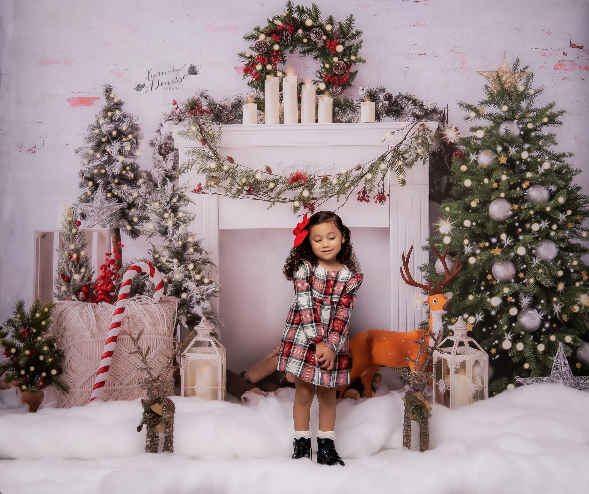 Kate Christmas Boho Fireplace Elk Backdrop Designed by Emetselch - Image 11