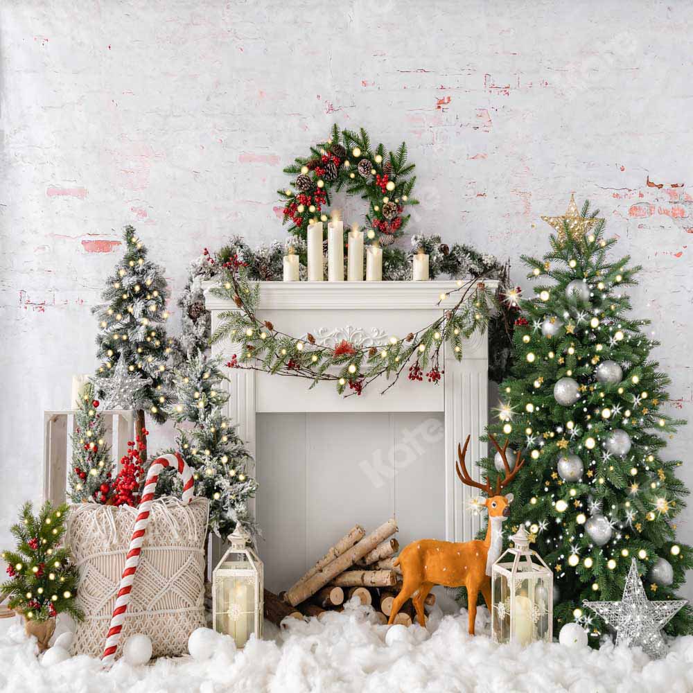 Kate Christmas Boho Fireplace Elk Backdrop Designed by Emetselch - Image 12