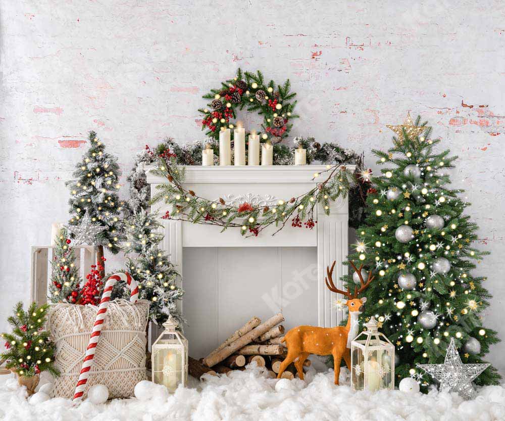 Kate Christmas Boho Fireplace Elk Backdrop Designed by Emetselch - Image 13