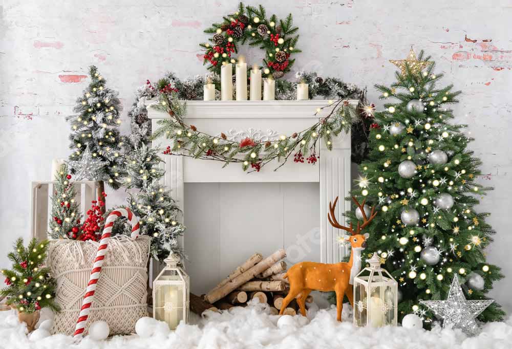 Kate Christmas Boho Fireplace Elk Backdrop Designed by Emetselch - Image 2