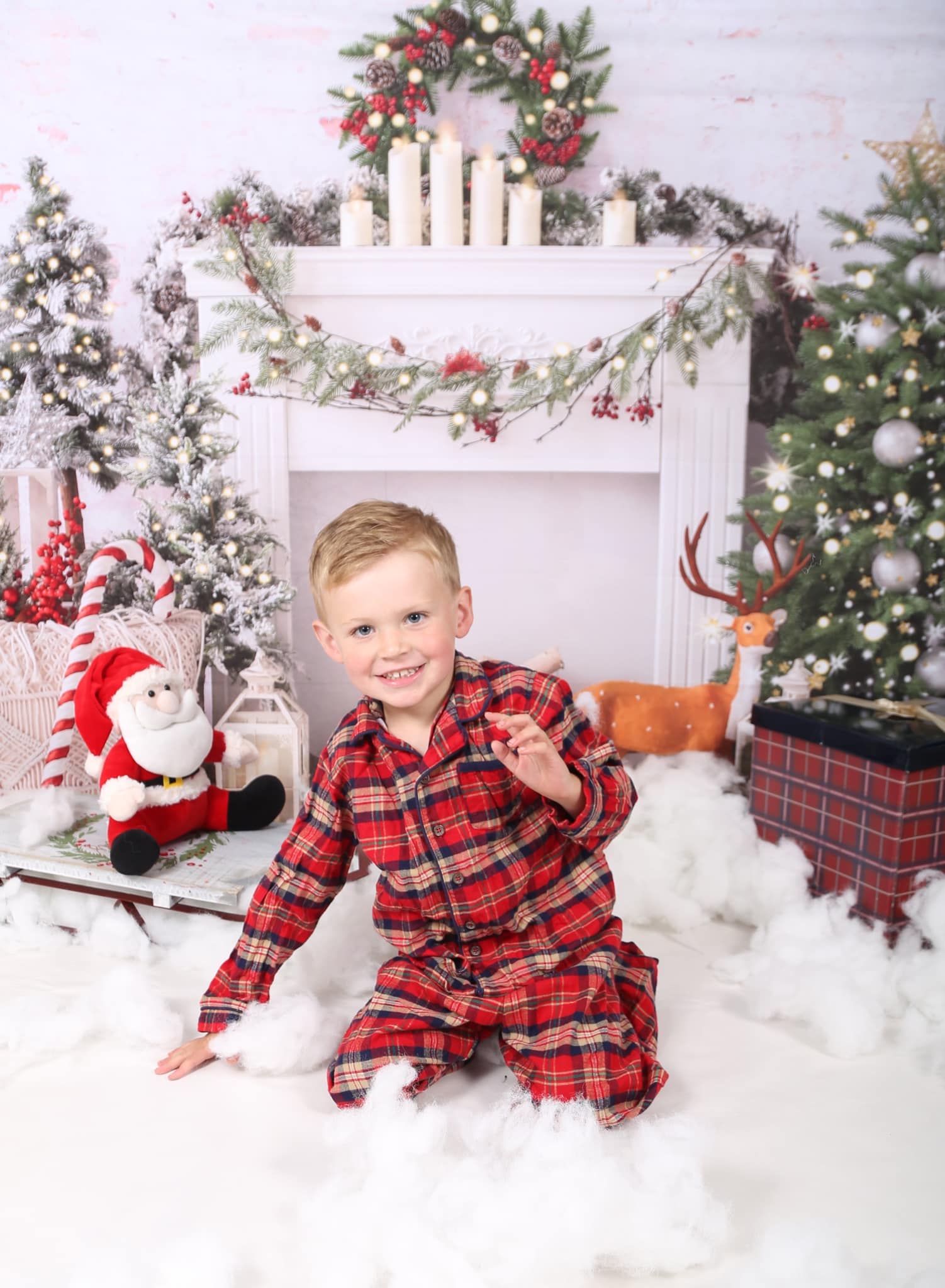 Kate Christmas Boho Fireplace Elk Backdrop Designed by Emetselch - Image 3