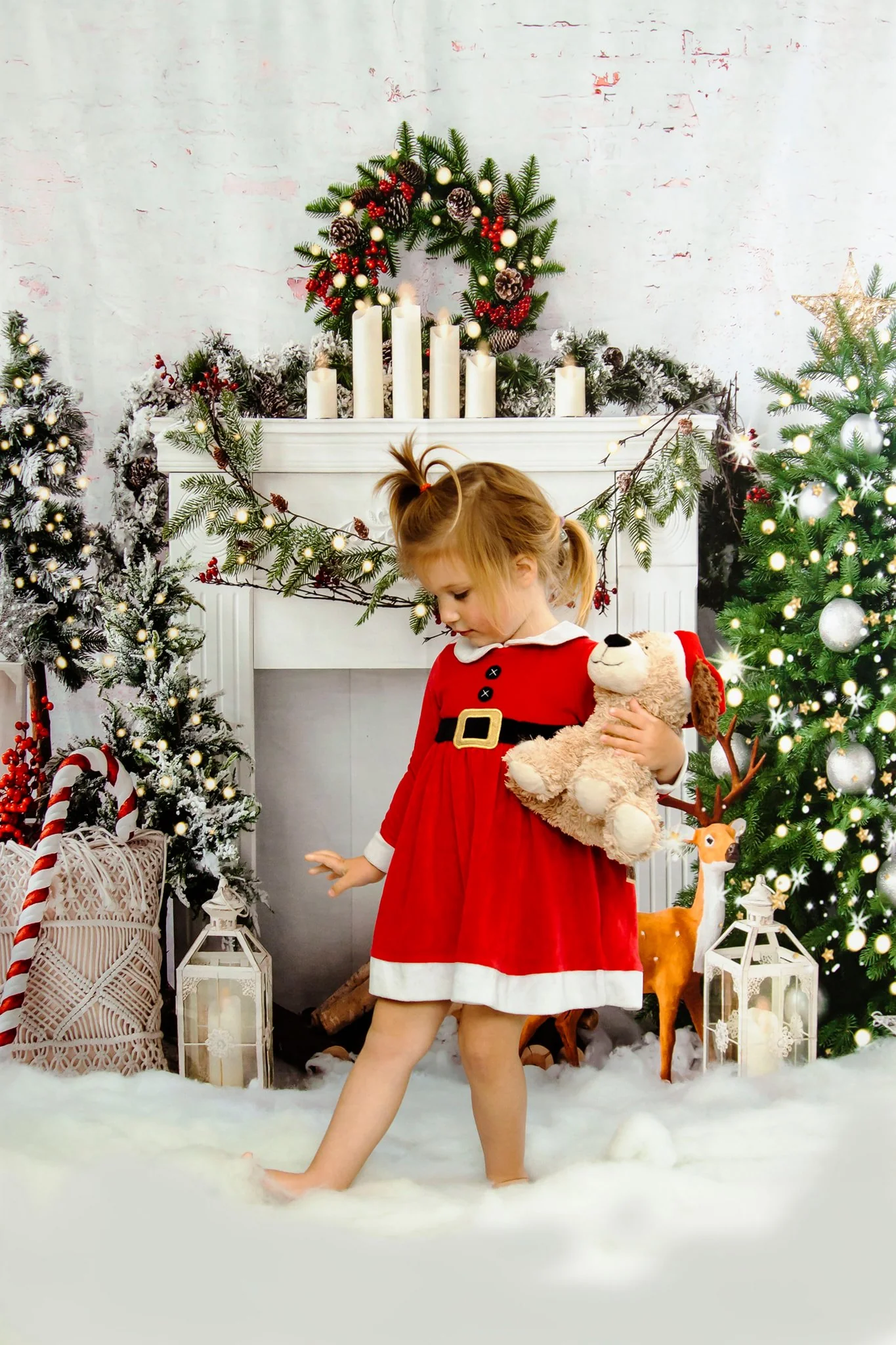 Kate Christmas Boho Fireplace Elk Backdrop Designed by Emetselch - Image 5