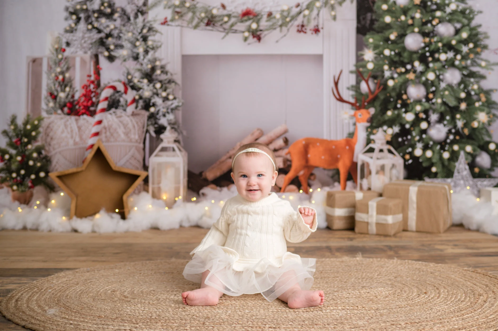 Kate Christmas Boho Fireplace Elk Backdrop Designed by Emetselch - Image 7