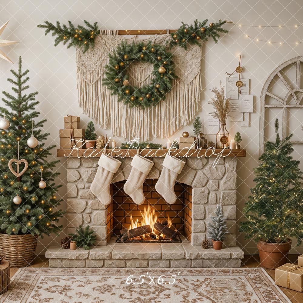 Kate Christmas Boho Macrame Fireplace Backdrop Designed by Ashley Paul - Image 2