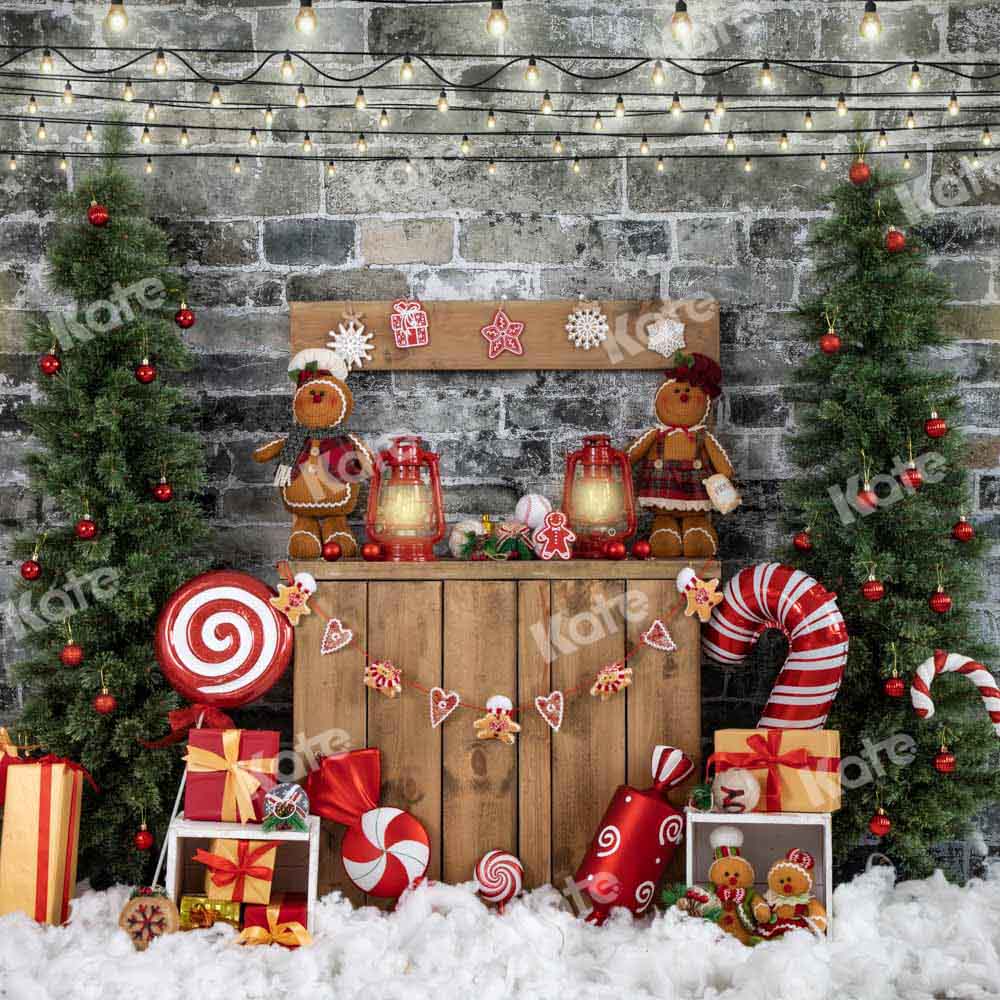 Kate Christmas Brick Wall Gingerbread Backdrop Designed by Emetselch - Image 2