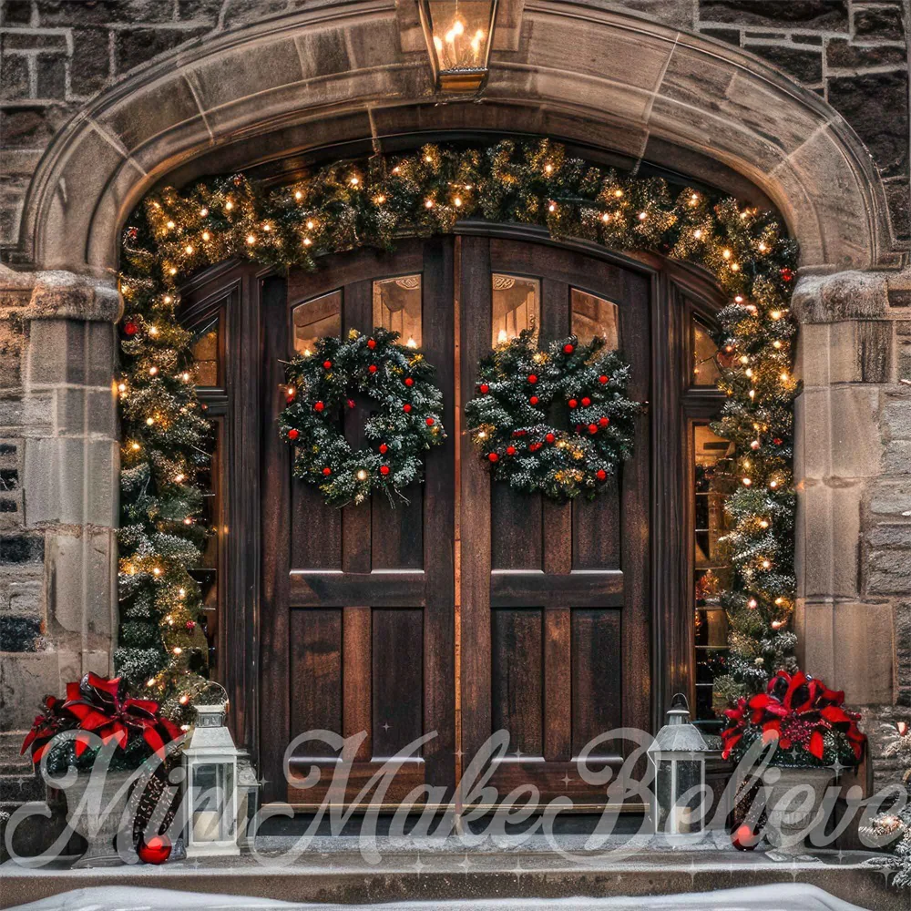 Kate Christmas Brown Arched Stone Castle Door Backdrop Designed by Mini MakeBelieve - Image 2