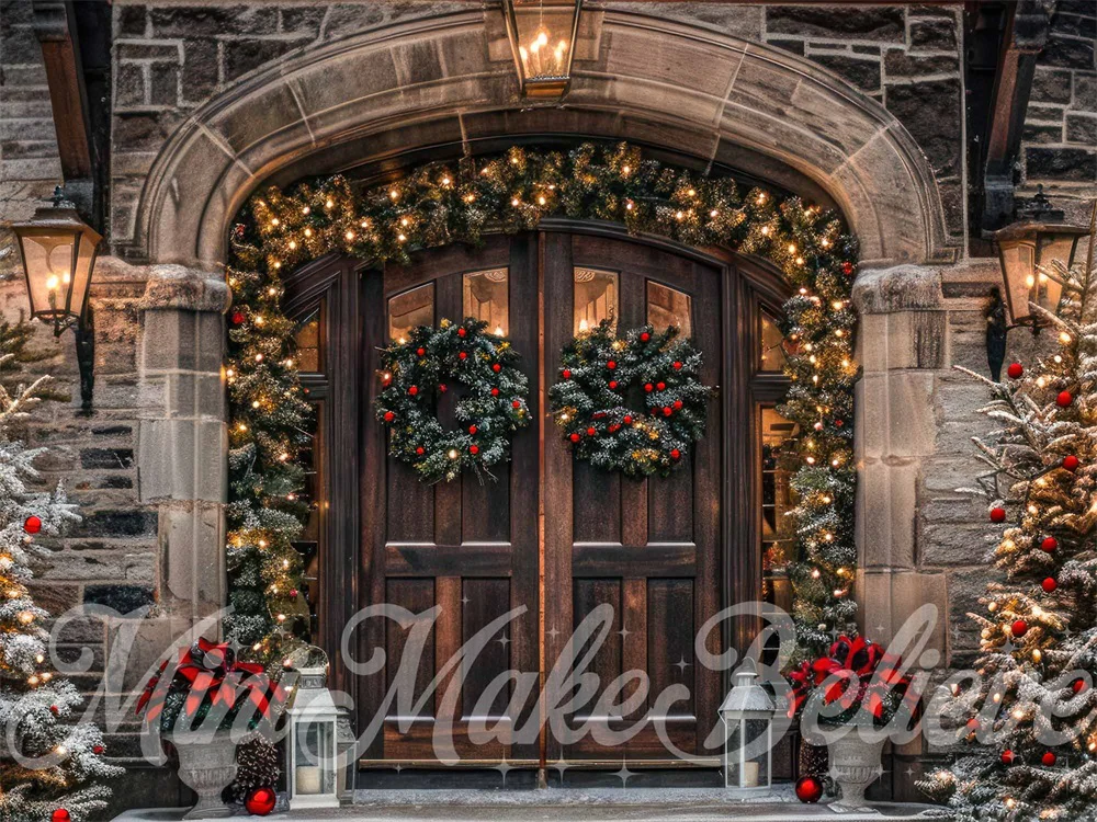 Kate Christmas Brown Arched Stone Castle Door Backdrop Designed by Mini MakeBelieve - Image 3