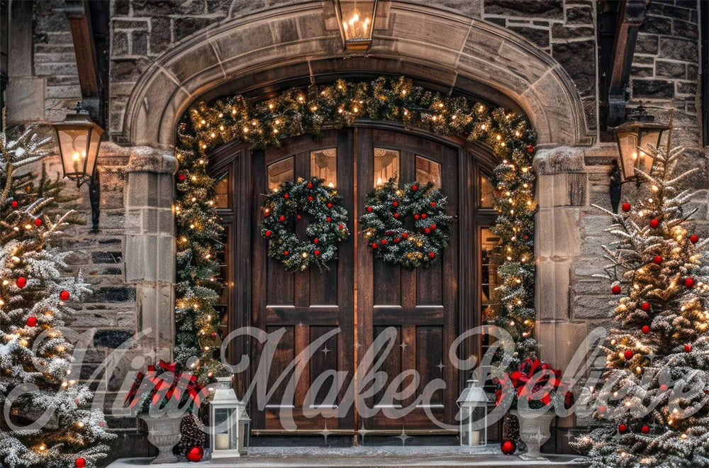 Kate Christmas Brown Arched Stone Castle Door Backdrop Designed by Mini MakeBelieve - Image 4