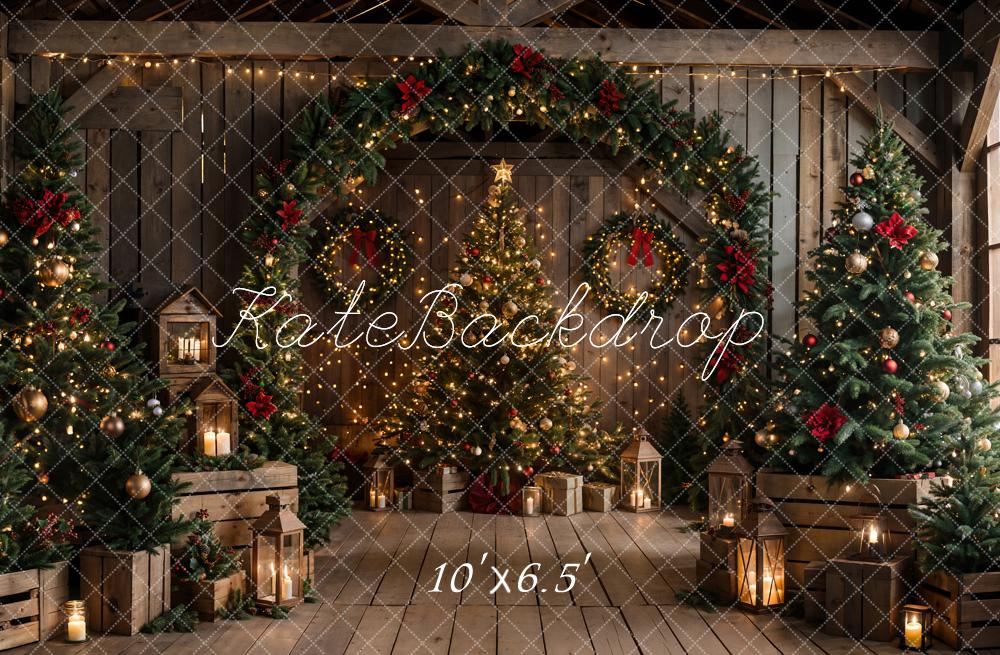 Kate Christmas Brown Wooden Arched Barn Door Backdrop Designed by Chain Photography - Image 11