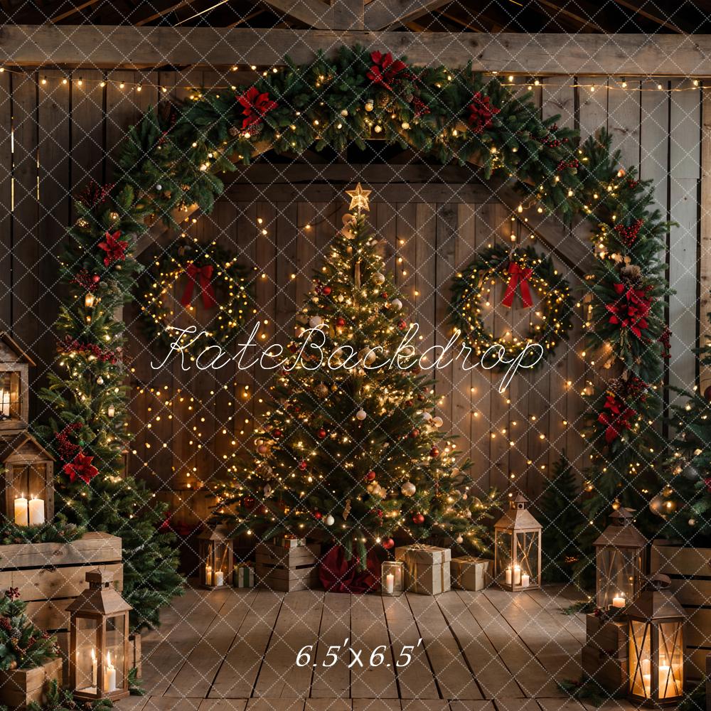 Kate Christmas Brown Wooden Arched Barn Door Backdrop Designed by Chain Photography - Image 8
