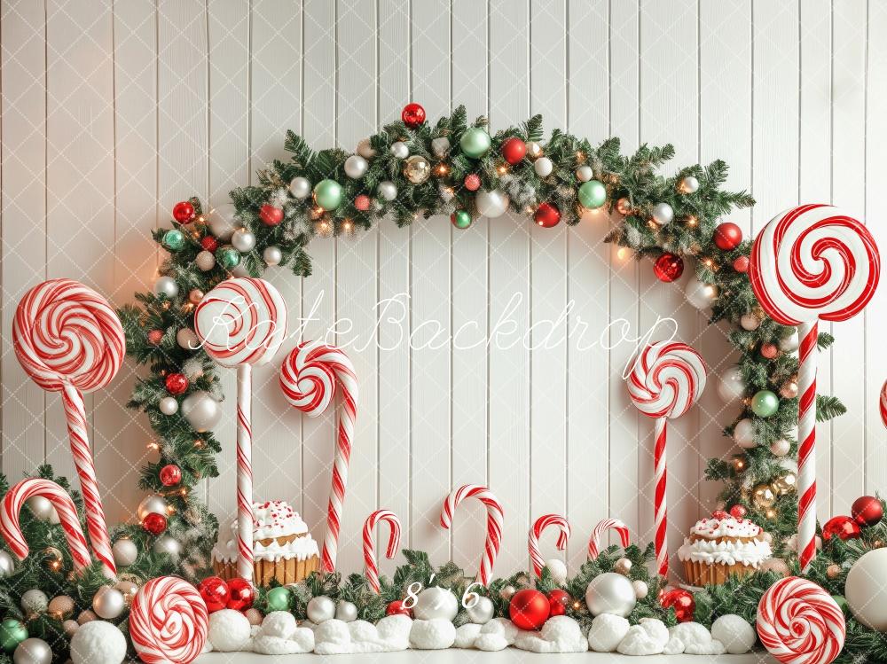 Kate Christmas Candy Cane Arch Lollipop Backdrop Designed by Patty Robert - Image 3