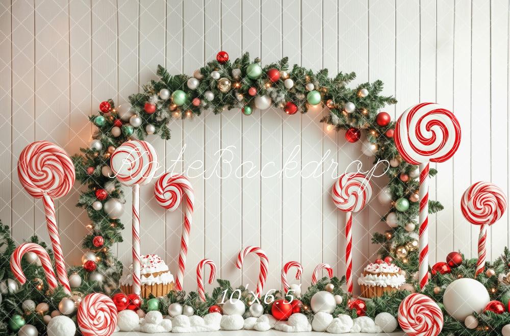 Kate Christmas Candy Cane Arch Lollipop Backdrop Designed by Patty Robert - Image 4