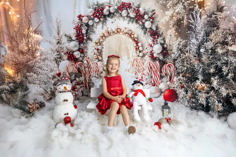 Kate Christmas Candy Cane Arch Snow Backdrop Designed by Emetselch - Image 10
