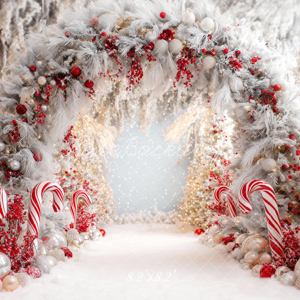 Kate Christmas Candy Cane Arch Snowy Trees Backdrop Designed by Patty Robert - Image 5