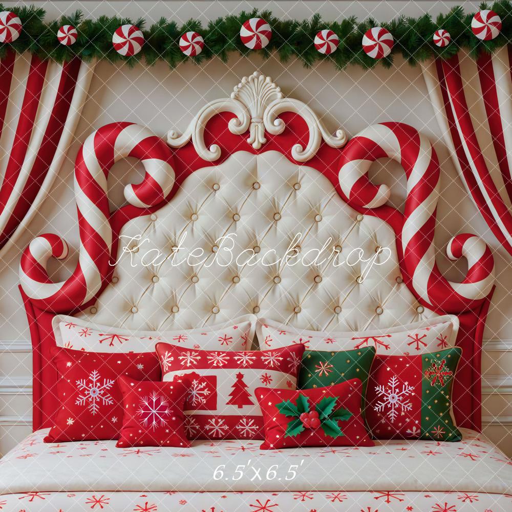 Kate Christmas Headboard Candy Cane Curtain Backdrop Designed by Mini MakeBelieve - Image 2