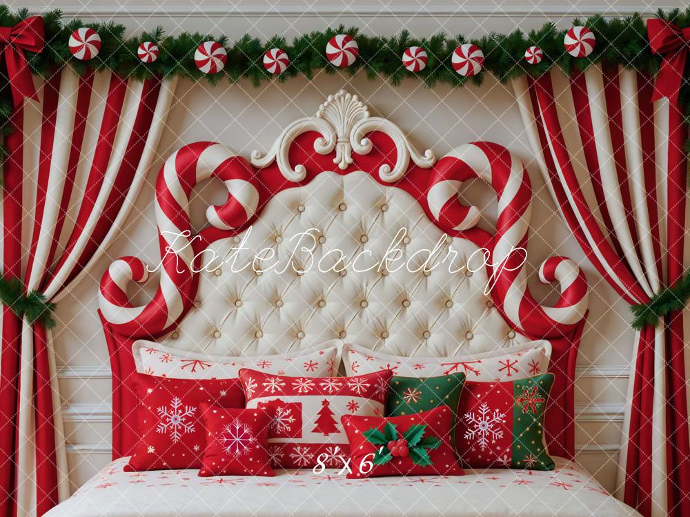 Kate Christmas Headboard Candy Cane Curtain Backdrop Designed by Mini MakeBelieve - Image 3