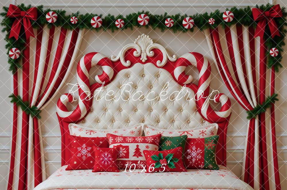 Kate Christmas Headboard Candy Cane Curtain Backdrop Designed by Mini MakeBelieve - Image 4