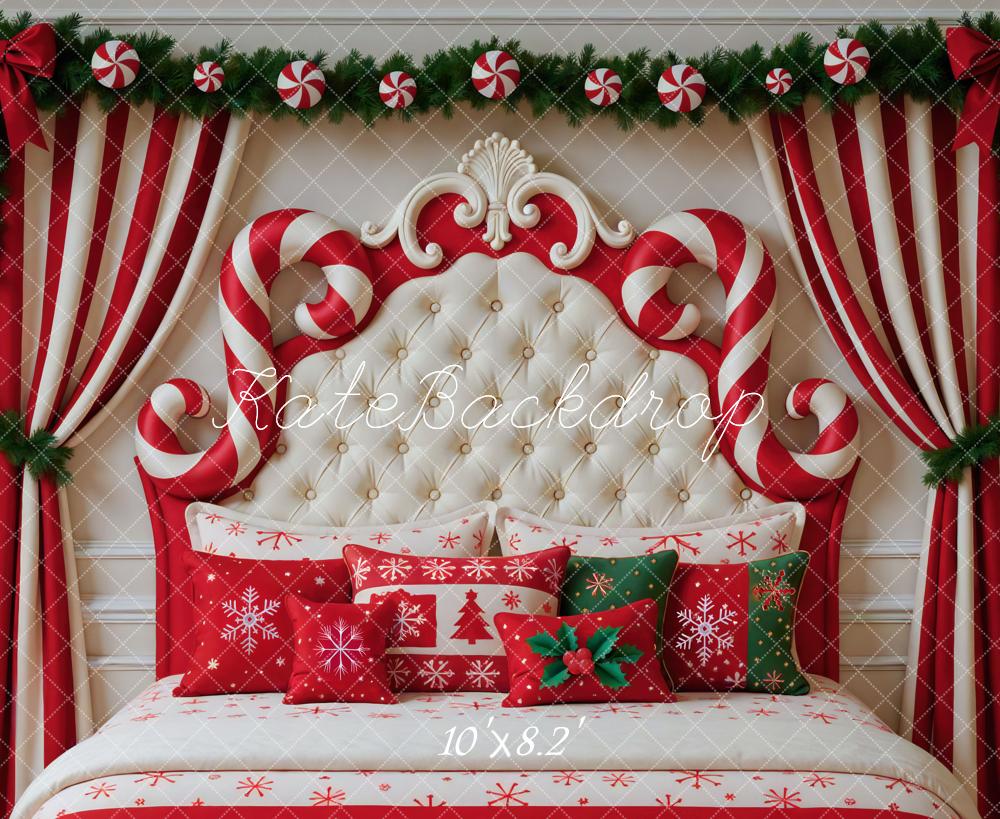 Kate Christmas Headboard Candy Cane Curtain Backdrop Designed by Mini MakeBelieve - Image 6