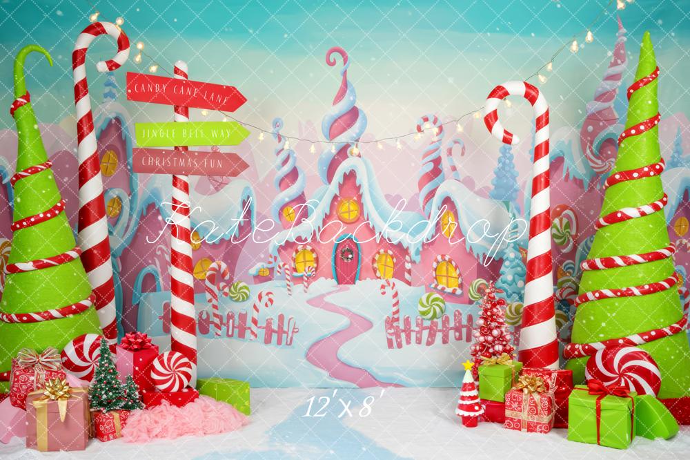 Kate Christmas Candy Cane Gingerbread Houses Backdrop Designed by Patty Robert - Image 8