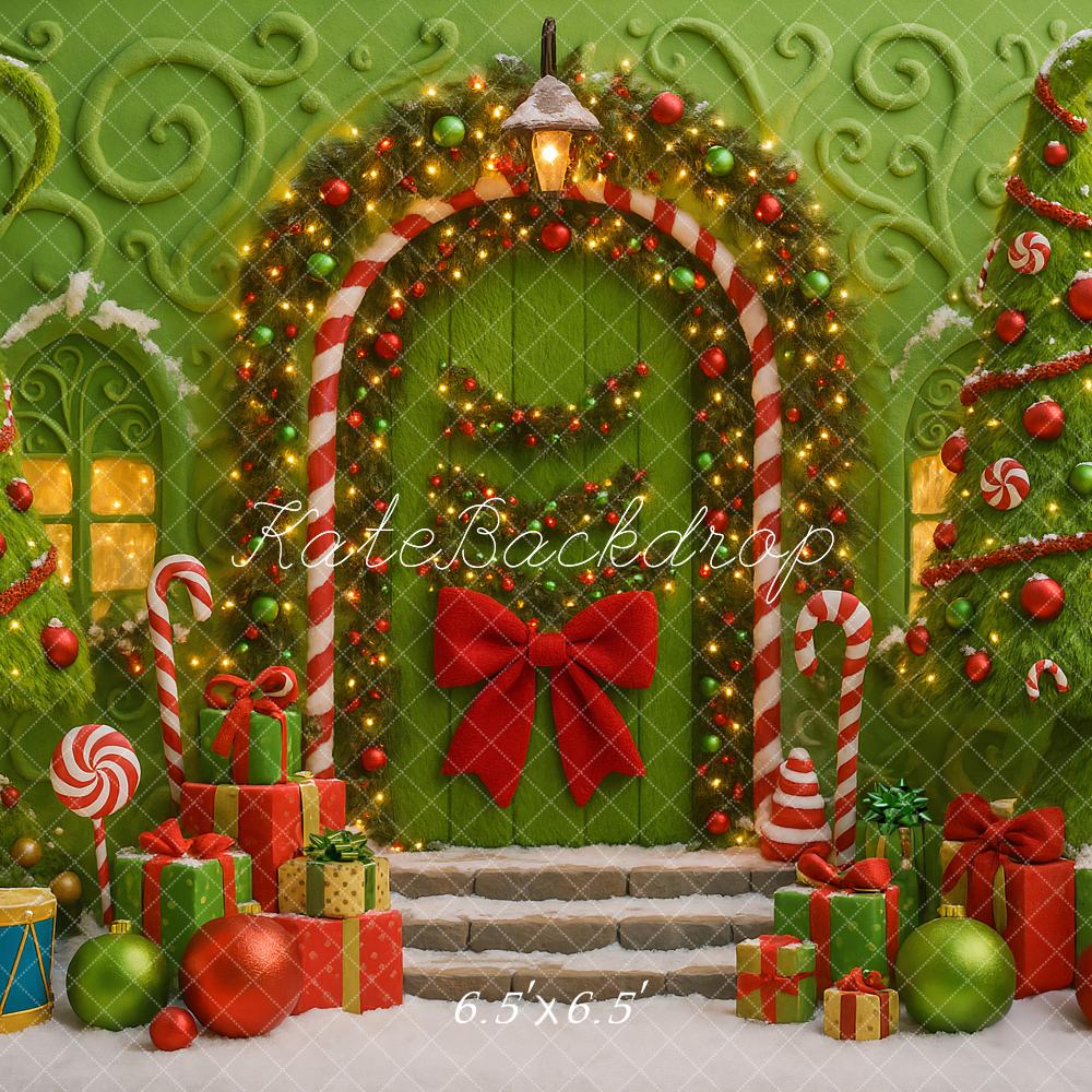 Kate Christmas Candy Cane Trees Green Backdrop Designed by Ashley Paul - Image 2
