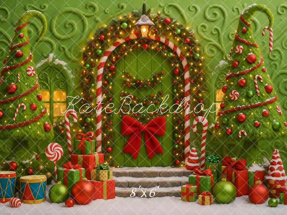 Kate Christmas Candy Cane Trees Green Backdrop Designed by Ashley Paul - Image 3
