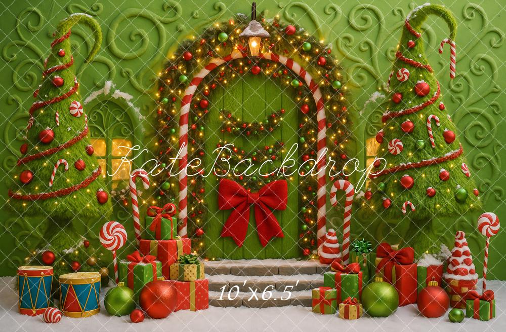 Kate Christmas Candy Cane Trees Green Backdrop Designed by Ashley Paul - Image 4
