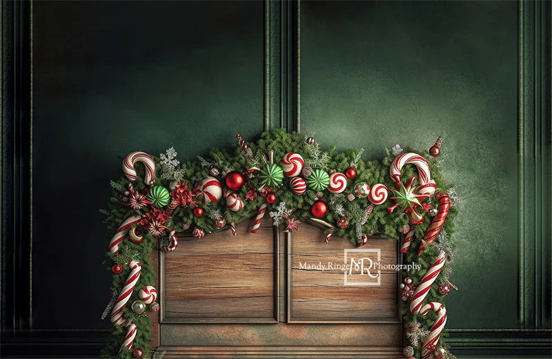 Kate Christmas Candy Cane Headboard Fleece Backdrop Designed by Mandy Ringe Photography - Image 2