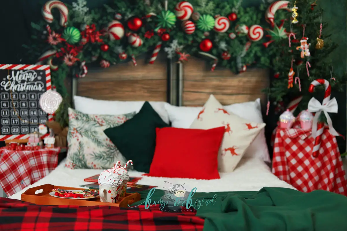 Kate Christmas Candy Cane Headboard Fleece Backdrop Designed by Mandy Ringe Photography - Image 6