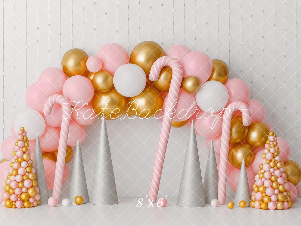 Kate Christmas Candy Cane Pink Gold Balloon Backdrop Designed by Patty Robert - Image 3