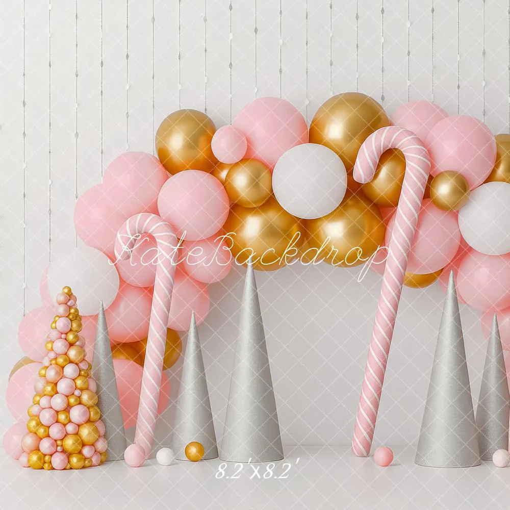 Kate Christmas Candy Cane Pink Gold Balloon Backdrop Designed by Patty Robert - Image 5
