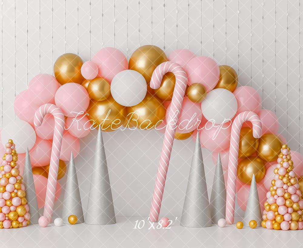 Kate Christmas Candy Cane Pink Gold Balloon Backdrop Designed by Patty Robert - Image 6