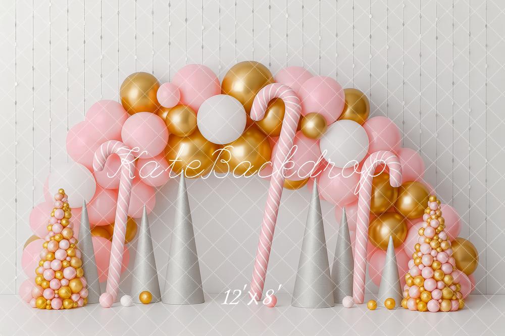 Kate Christmas Candy Cane Pink Gold Balloon Backdrop Designed by Patty Robert - Image 8