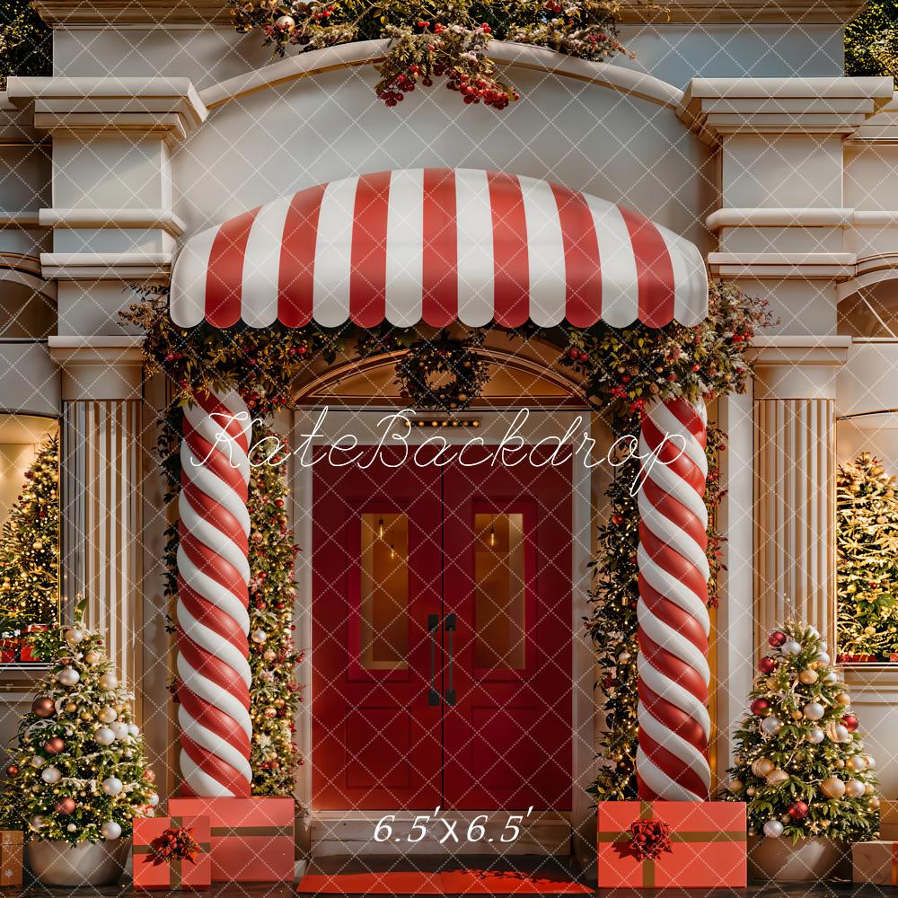 Kate Christmas Candy Cane Red Door Backdrop Designed by Emetselch - Image 2