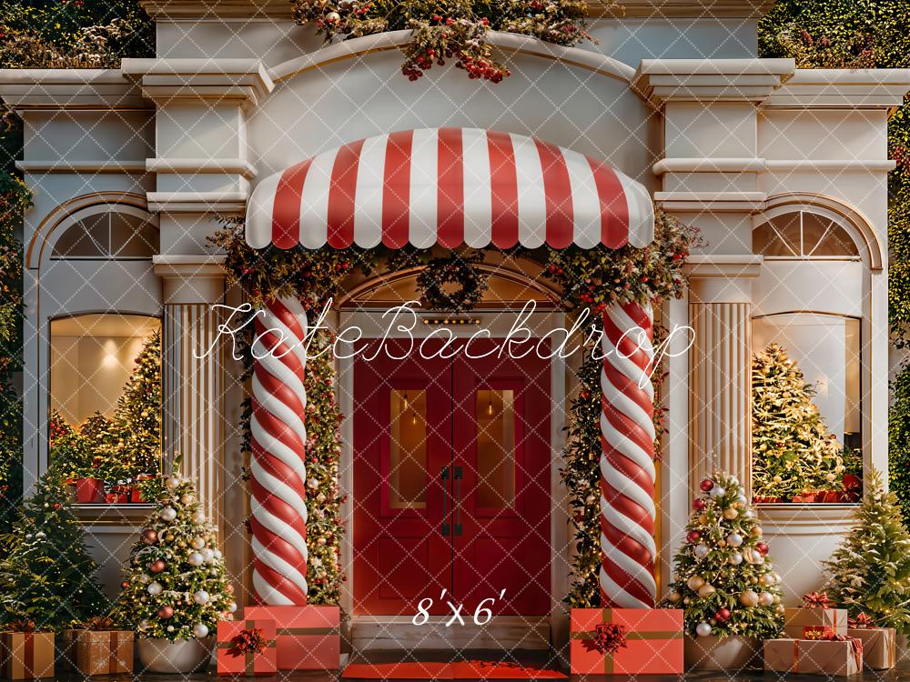 Kate Christmas Candy Cane Red Door Backdrop Designed by Emetselch - Image 3