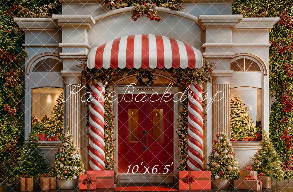 Kate Christmas Candy Cane Red Door Backdrop Designed by Emetselch - Image 4