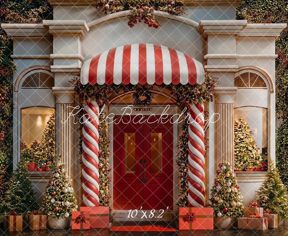Kate Christmas Candy Cane Red Door Backdrop Designed by Emetselch - Image 6