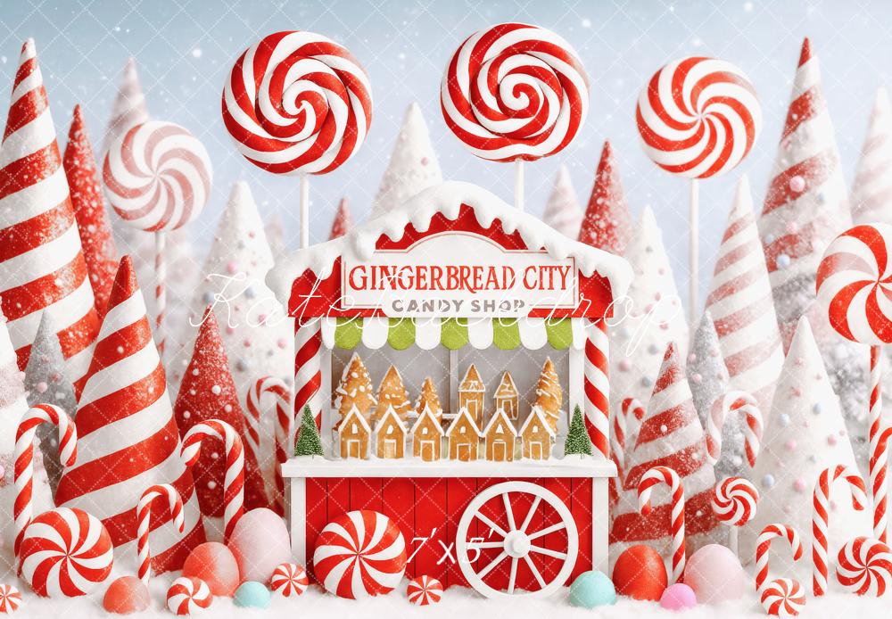 Kate Christmas Candy Cane Stand Gingerbread Backdrop Designed by Patty Robert - Image 2