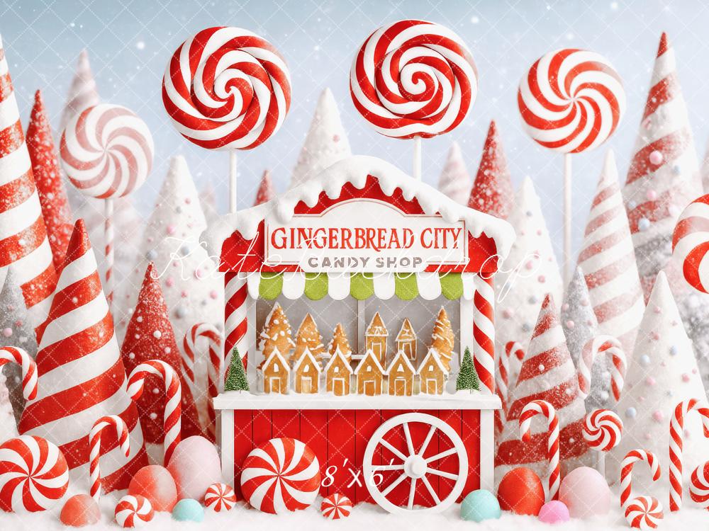 Kate Christmas Candy Cane Stand Gingerbread Backdrop Designed by Patty Robert - Image 5