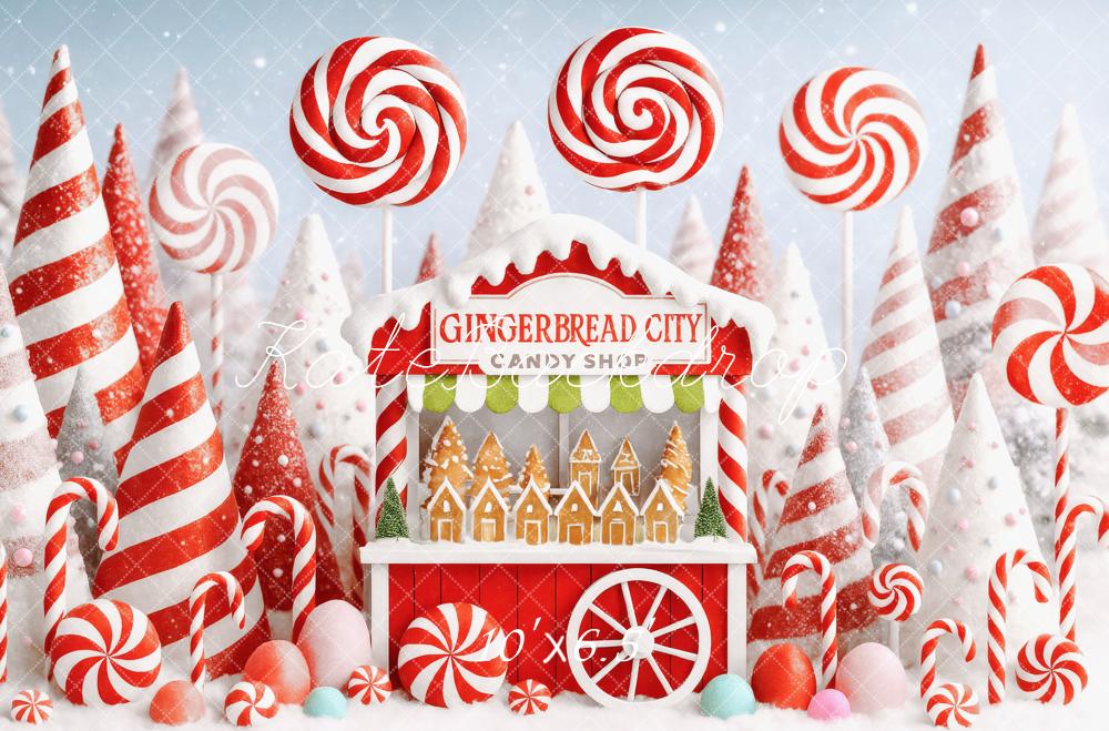 Kate Christmas Candy Cane Stand Gingerbread Backdrop Designed by Patty Robert - Image 6