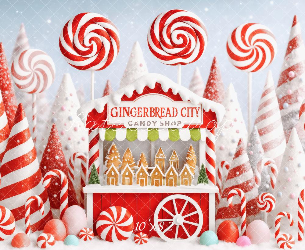 Kate Christmas Candy Cane Stand Gingerbread Backdrop Designed by Patty Robert - Image 7