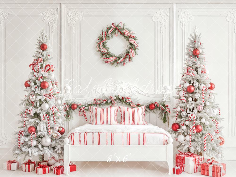 Kate Christmas Candy Cane Trees White Bed Backdrop Designed by Emetselch - Image 3