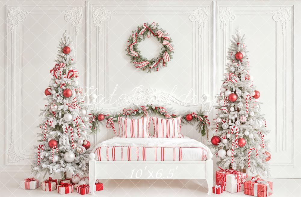 Kate Christmas Candy Cane Trees White Bed Backdrop Designed by Emetselch - Image 4